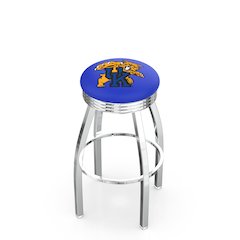 30" L8C3C - Chrome Kentucky "Wildcat" Swivel Bar Stool with 2.5" Ribbed Accent Ring by Holland Bar Stool Company
