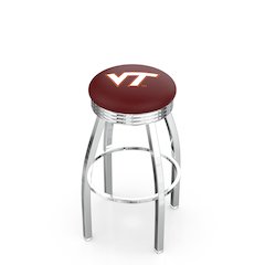 30" L8C3C - Chrome Virginia Tech Swivel Bar Stool with 2.5" Ribbed Accent Ring by Holland Bar Stool Company
