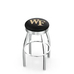 30" L8C3C - Chrome Wake Forest Swivel Bar Stool with 2.5" Ribbed Accent Ring by Holland Bar Stool Company