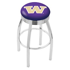 30" L8C3C - Chrome Washington Swivel Bar Stool with 2.5" Ribbed Accent Ring by Holland Bar Stool Company