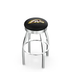 30" L8C3C - Chrome Western Michigan Swivel Bar Stool with 2.5" Ribbed Accent Ring by Holland Bar Stool Company