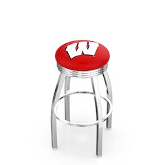 30" L8C3C - Chrome Wisconsin "W" Swivel Bar Stool with 2.5" Ribbed Accent Ring by Holland Bar Stool Company