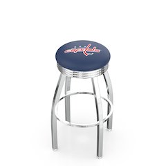 30" L8C3C - Chrome Washington Capitals Swivel Bar Stool with 2.5" Ribbed Accent Ring by Holland Bar Stool Company
