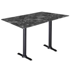 Two 42" Tall OD211EB Indoor/Outdoor All-Season Table Bases with a 30" x 48" Black Marble Top