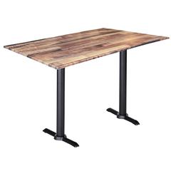 Two 42" Tall OD211EB Indoor/Outdoor All-Season Table Bases with a 30" x 48" Rustic Top