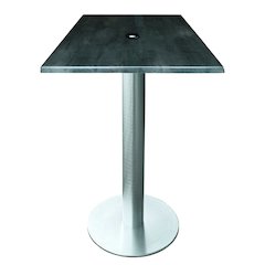 All-Season Table with 30" x 30" Square Black Steel Top with Umbrella Hole
