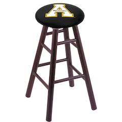 Oak Extra Tall Bar Stool in Dark Cherry Finish with Appalachian State Seat