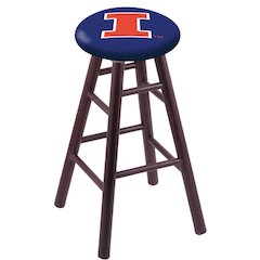 Oak Extra Tall Bar Stool in Dark Cherry Finish with Illinois Seat
