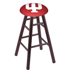 Oak Extra Tall Bar Stool in Dark Cherry Finish with Indiana Seat