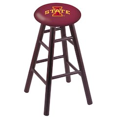 Oak Extra Tall Bar Stool in Dark Cherry Finish with Iowa State Seat