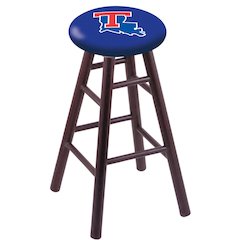 Oak Extra Tall Bar Stool in Dark Cherry Finish with Louisiana Tech Seat