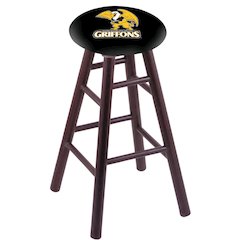 Oak Extra Tall Bar Stool in Dark Cherry Finish with Missouri Western State Seat