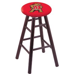 Oak Extra Tall Bar Stool in Dark Cherry Finish with Maryland Seat