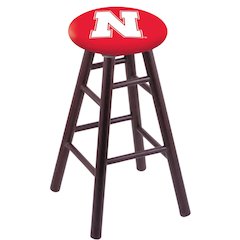 Oak Extra Tall Bar Stool in Dark Cherry Finish with Nebraska Seat