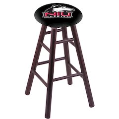 Oak Extra Tall Bar Stool in Dark Cherry Finish with Northern Illinois Seat