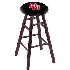 Oak Extra Tall Bar Stool in Dark Cherry Finish with Oklahoma Seat