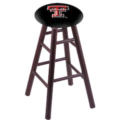 Oak Extra Tall Bar Stool in Dark Cherry Finish with Texas Tech Seat