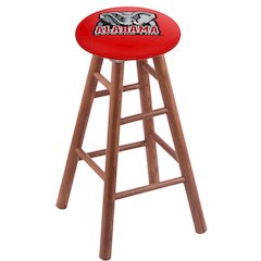 Oak Extra Tall Bar Stool in Medium Finish with Alabama Seat