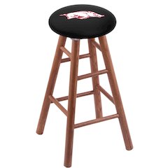 Oak Extra Tall Bar Stool in Medium Finish with Arkansas Seat