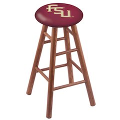 Oak Extra Tall Bar Stool in Medium Finish with Florida State (Script) Seat