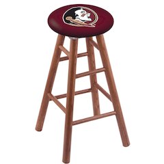 Oak Extra Tall Bar Stool in Medium Finish with Florida State (Head) Seat