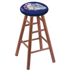 Oak Extra Tall Bar Stool in Medium Finish with Gonzaga Seat