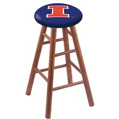 Oak Extra Tall Bar Stool in Medium Finish with Illinois Seat