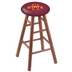 Oak Extra Tall Bar Stool in Medium Finish with Iowa State Seat