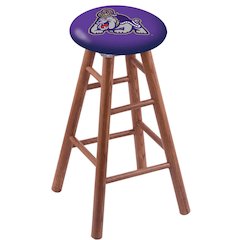 Oak Extra Tall Bar Stool in Medium Finish with James Madison Seat