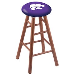 Oak Extra Tall Bar Stool in Medium Finish with Kansas State Seat