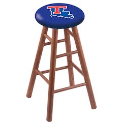 Oak Extra Tall Bar Stool in Medium Finish with Louisiana Tech Seat