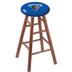 Oak Extra Tall Bar Stool in Medium Finish with Maine Seat
