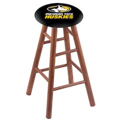 Oak Extra Tall Bar Stool in Medium Finish with Michigan Tech Seat