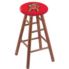 Oak Extra Tall Bar Stool in Medium Finish with Maryland Seat