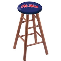 Oak Extra Tall Bar Stool in Medium Finish with Ole' Miss Seat