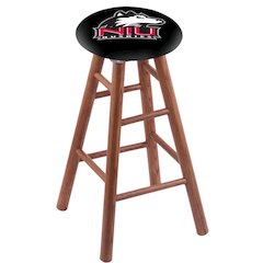 Oak Extra Tall Bar Stool in Medium Finish with Northern Illinois Seat