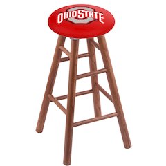Oak Extra Tall Bar Stool in Medium Finish with Ohio State Seat