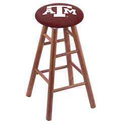 Oak Bar Stool in Medium Finish with Texas A&M Seat