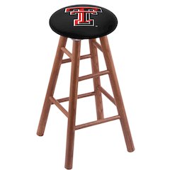 Oak Bar Stool in Medium Finish with Texas Tech Seat