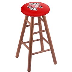 Oak Bar Stool in Medium Finish with Wisconsin "Badger" Seat