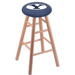 Oak Bar Stool in Natural Finish with Brigham Young Seat