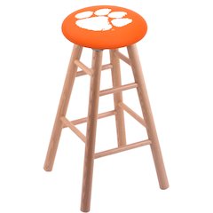 Oak Bar Stool in Natural Finish with Clemson Seat