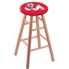Oak Bar Stool in Natural Finish with Fresno State Seat