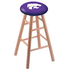 Oak Bar Stool in Natural Finish with Kansas State Seat