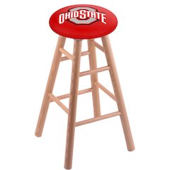Oak Bar Stool in Natural Finish with Ohio State Seat