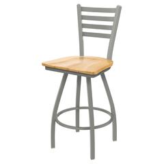 XL 410 Jackie 30" Swivel Bar Stool with Anodized Nickel Finish and Natural Maple Seat