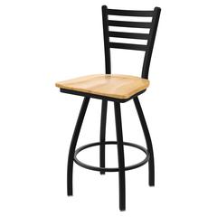 XL 410 Jackie 30" Swivel Bar Stool with Black Wrinkle Finish and Natural Maple Seat