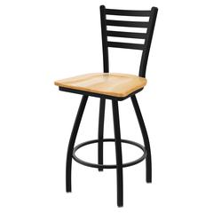 XL 410 Jackie 30" Swivel Bar Stool with Black Wrinkle Finish and Natural Oak Seat
