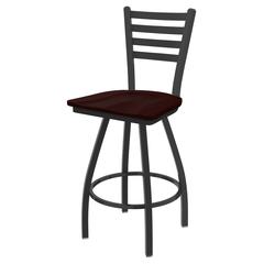 XL 410 Jackie 30" Swivel Bar Stool with Pewter Finish and Dark Cherry Oak Seat