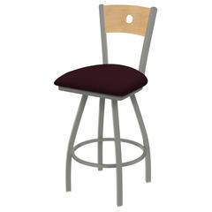 XL 830 Voltaire 30" Swivel Counter Stool with Anodized Nickel Finish, Natural Back, and Canter Bordeaux Seat